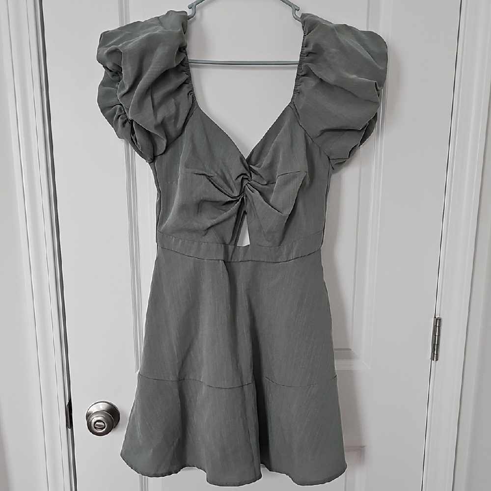 Trixxi Charcoal Puff Sleeve Dress